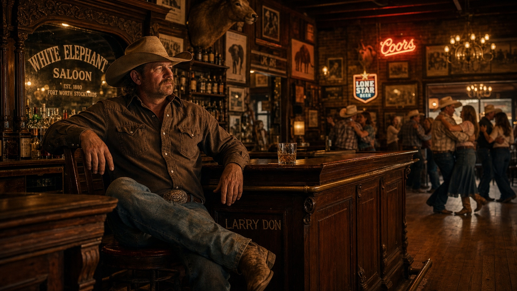 Larry Don Canaday at the White Elephant Saloon, Fort Worth Stockyards — Cowtown legend